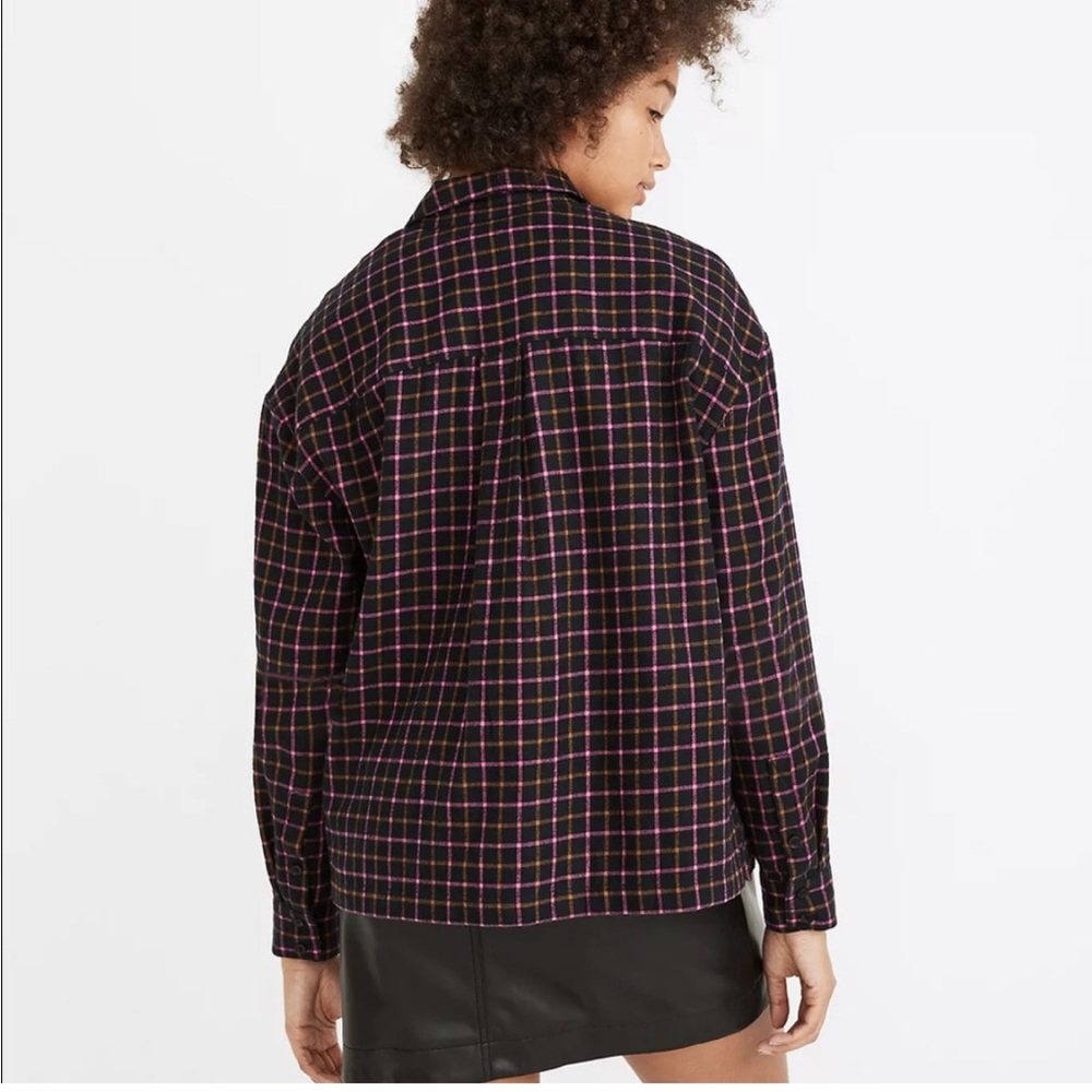Madewell Women’s Westlake Flannel Button Down Shirt Black Pink Tan Plaid Small